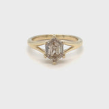 Hexagon Diamond Split Shank Ring