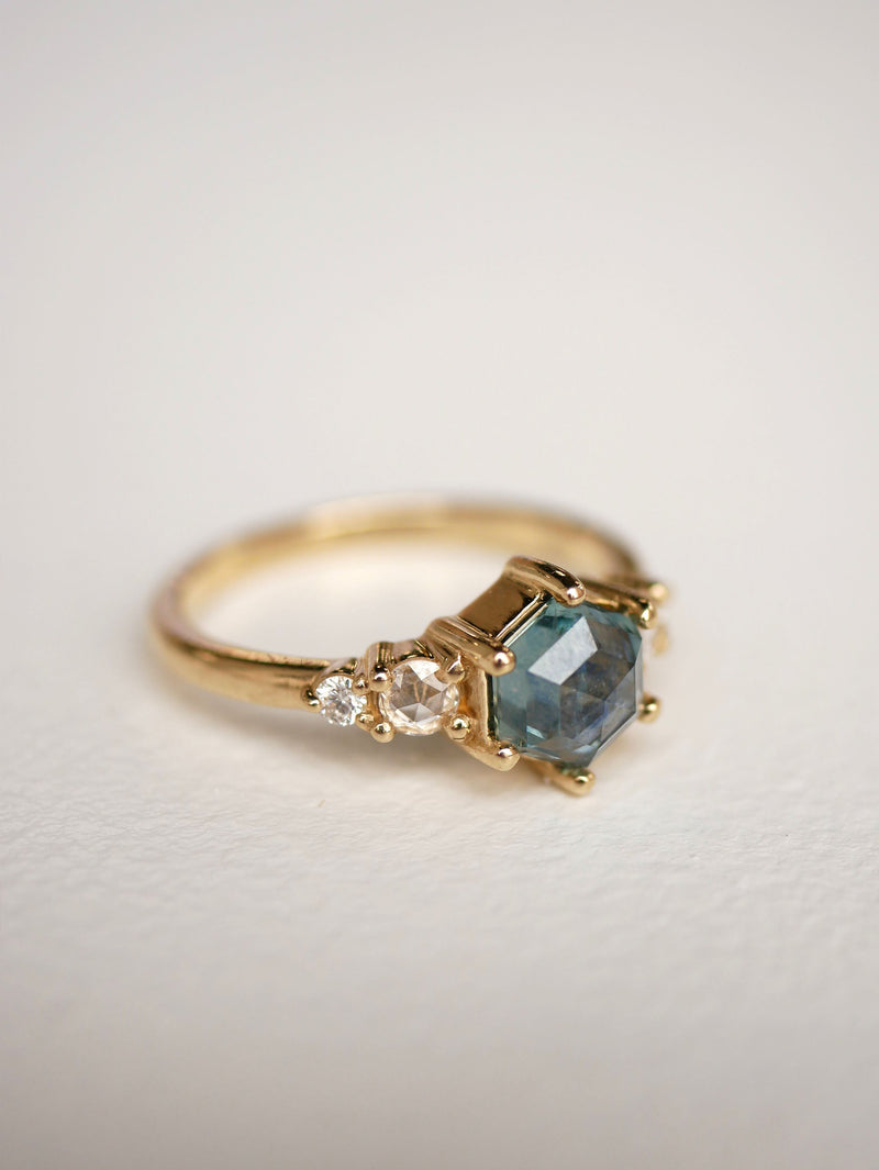 Mixed Cut Hexagon Sapphire Ring