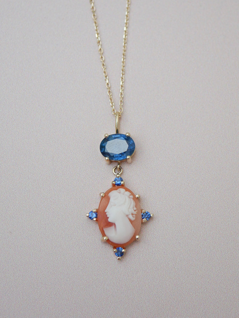 Blue Sapphire Cameo Necklace