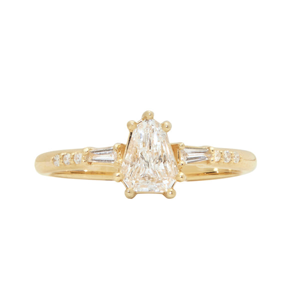 Three Stone Signet Engagement Ring with a 2ct Diamond Cut Shield - OOA –  ARTEMER