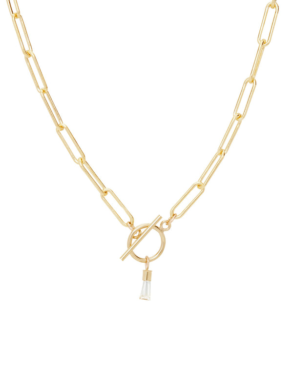 Tapered Baguette Paperclip Charm Necklace