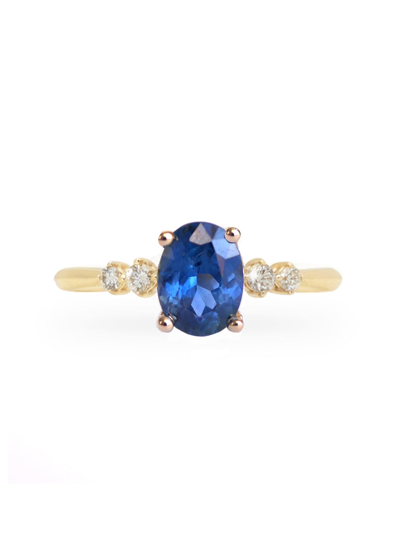 Blue Oval Sapphire Drift Ring