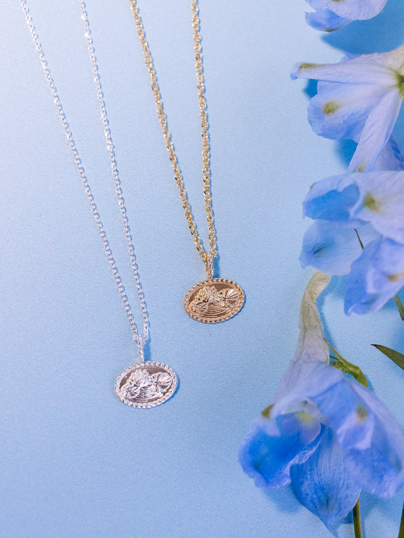 water lily flower necklace Water Lily Charm, July