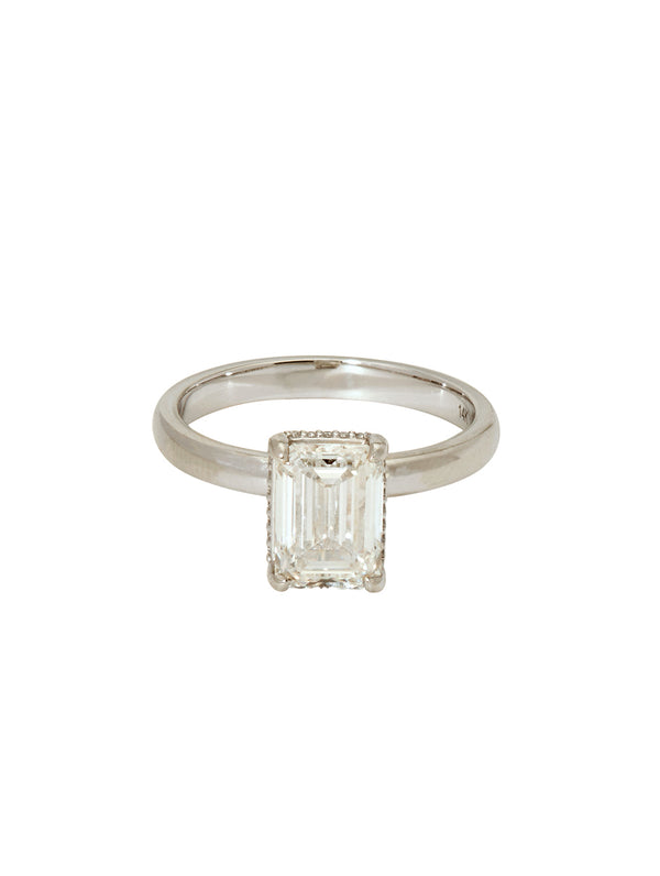 Emerald Cut Diamond Hidden Halo