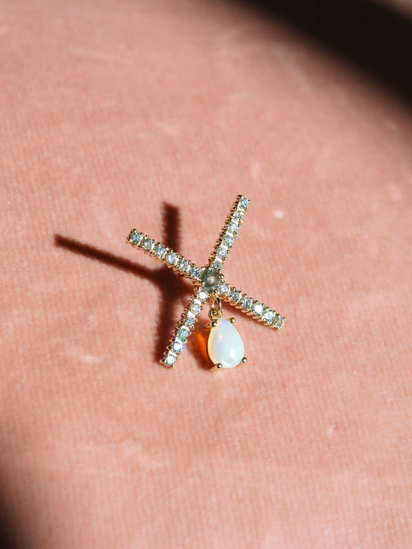 Diamond & Opal Crest Brooch