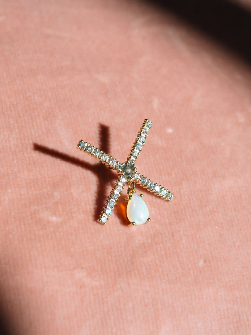 Diamond & Opal Crest Brooch