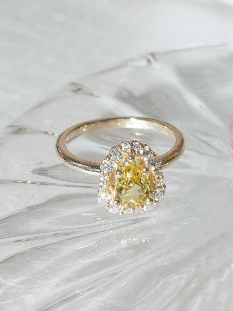 Yellow Sapphire Halo Ring