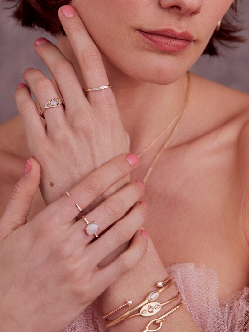 Bead-Set Sapphire & Diamond Ring