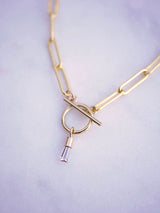 Tapered Baguette Paperclip Charm Necklace