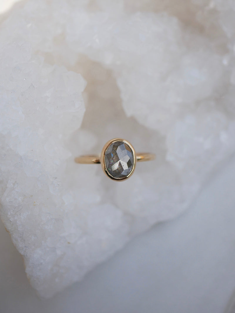 Rustic Diamond Bezel Ring