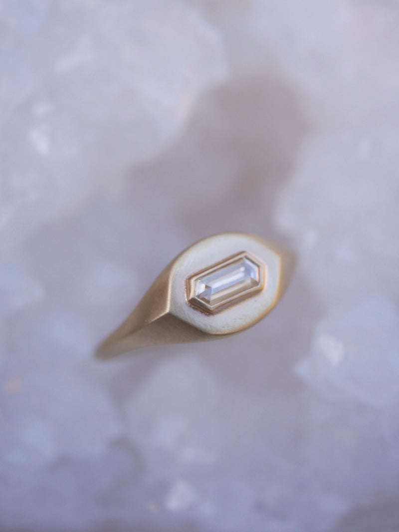 Geo Diamond Signet Ring