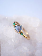 Grey Diamond & Emerald Ring