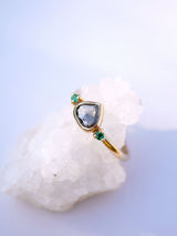 Grey Diamond & Emerald Ring