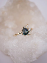 Teal Shield Sapphire Cluster Ring