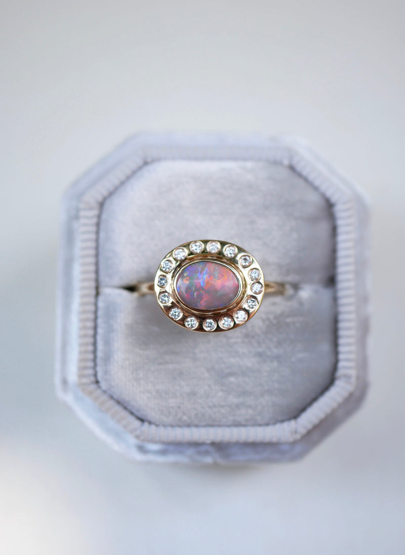 Opal Flush Halo Ring