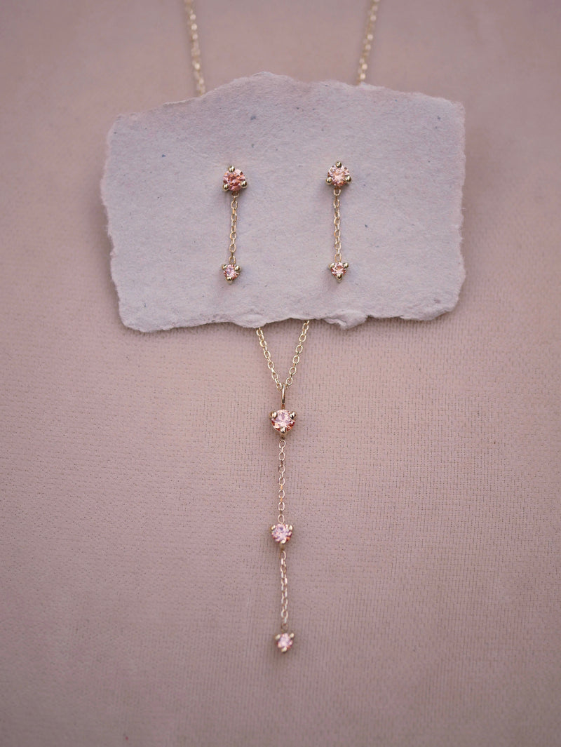 Peach Diamond Chain Studs