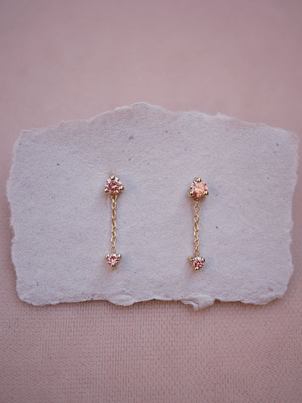 Peach Diamond Chain Studs