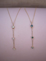 Floating Teal Sapphire Lariat