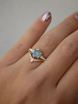 Hexagon Sapphire Tapered Baguette Ring