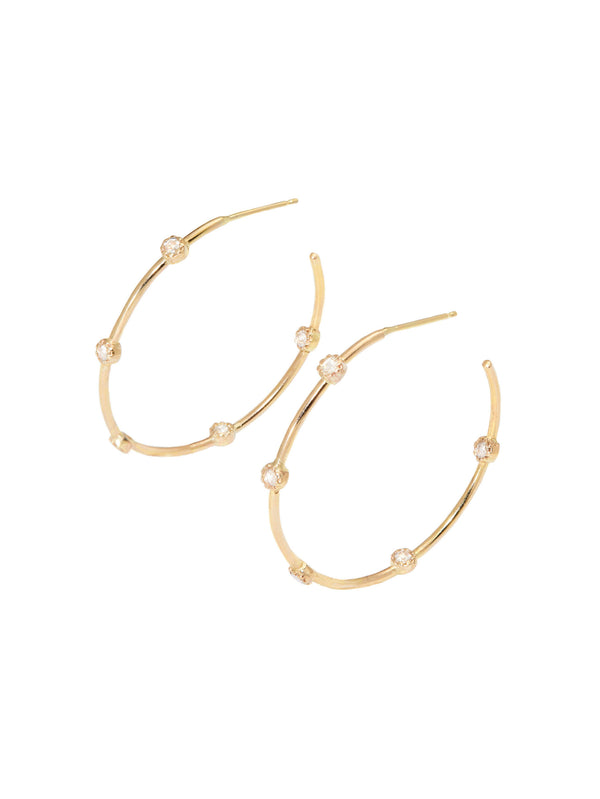 Large Rose Diamond Hoops