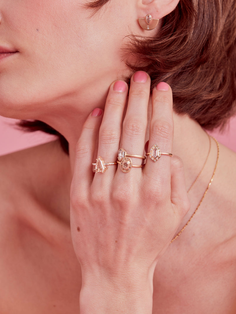 Champagne Diamond Shield Prism Ring