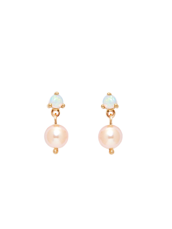 Opal & Peach Pearl Studs